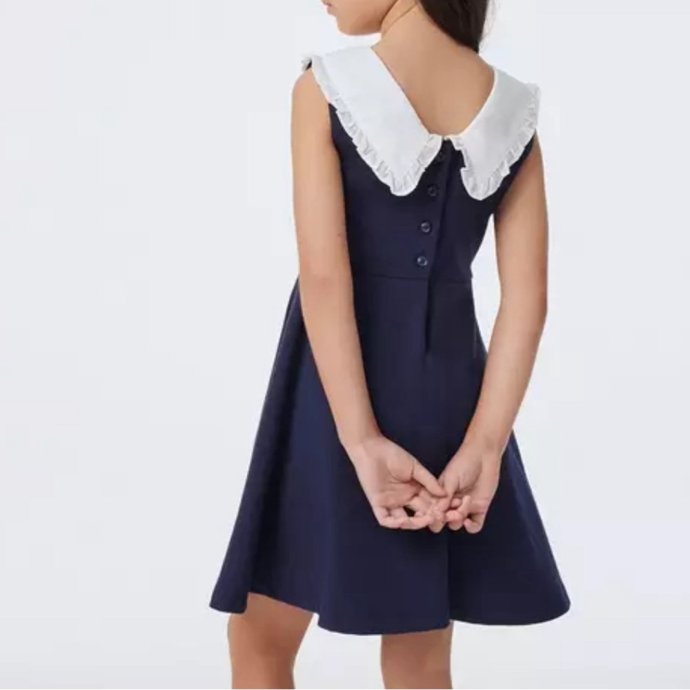 Janie And Jack Ruffle Collar Navy Pont Dress - Picture 2 of 4